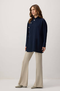 Camicia asimmetrica in crêpe