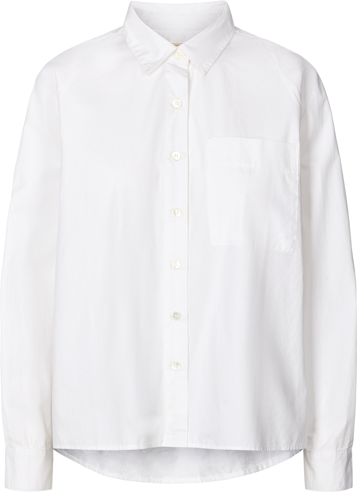 Camicia Bianca in Popeline di Cotone Biologico con Maniche Raglan