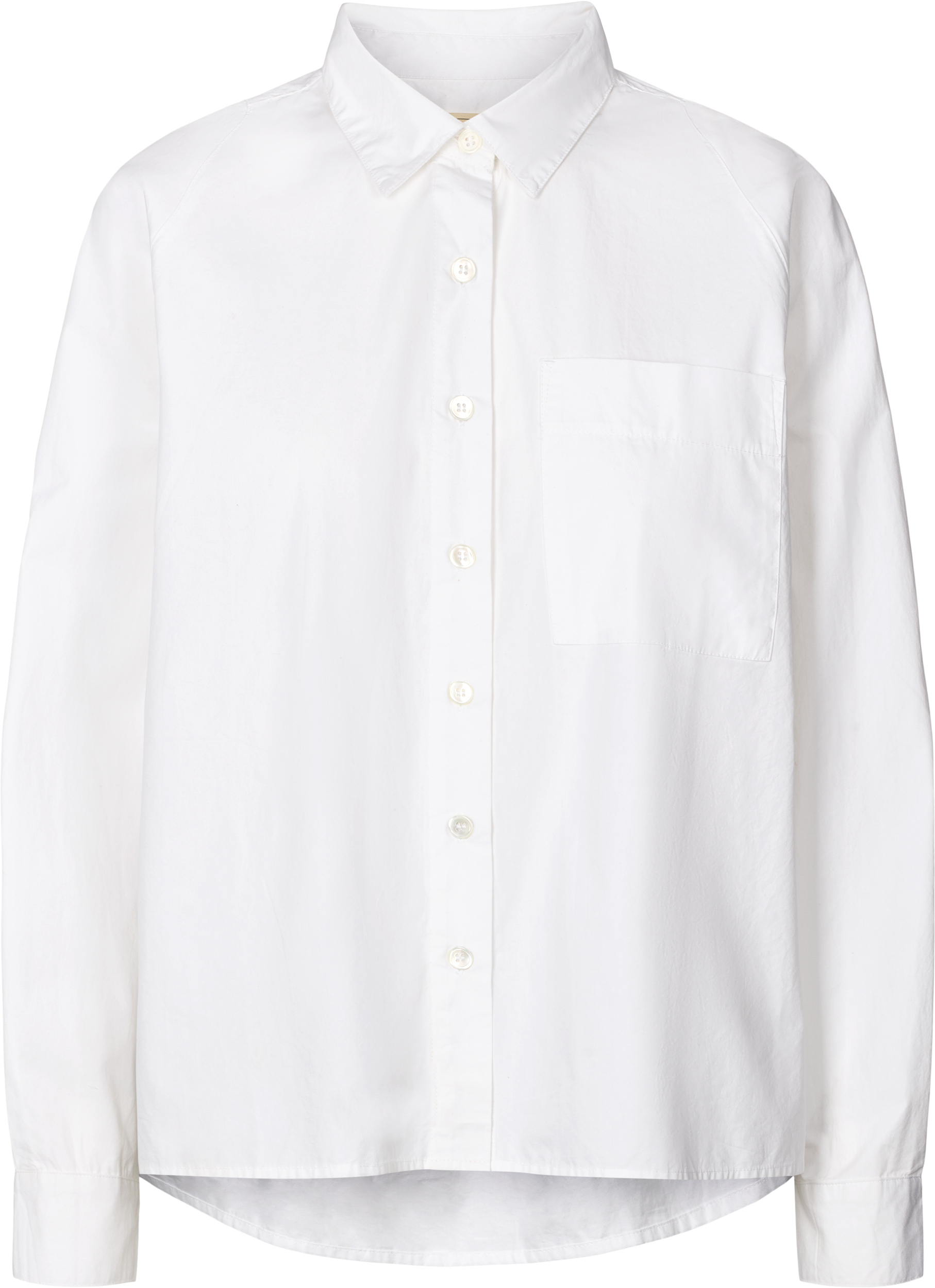 Camicia Bianca in Popeline di Cotone Biologico con Maniche Raglan