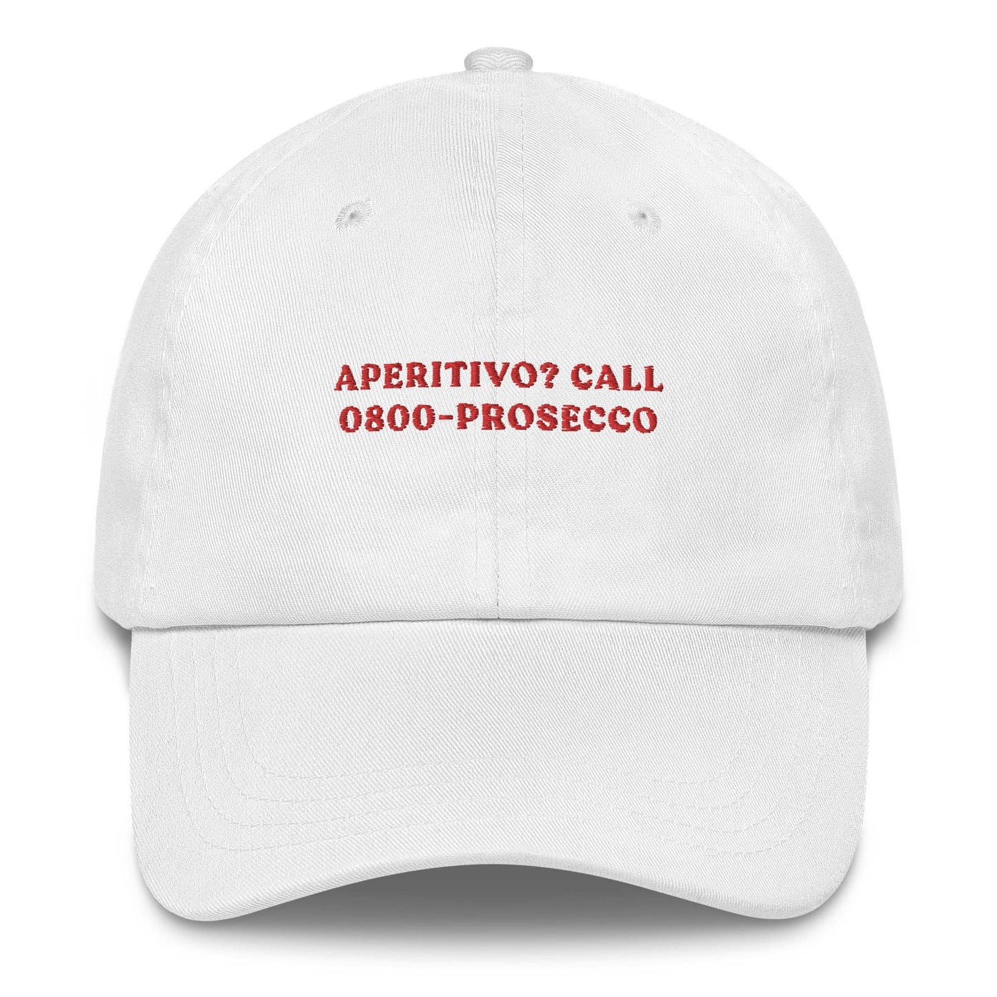 Cappellino da baseball ricamato “Aperitivo? Call Prosecco”