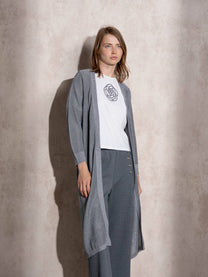 Cardigan lungo metallizzato da donna
