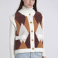Gilet in maglia jacquard a rombi con bottoni