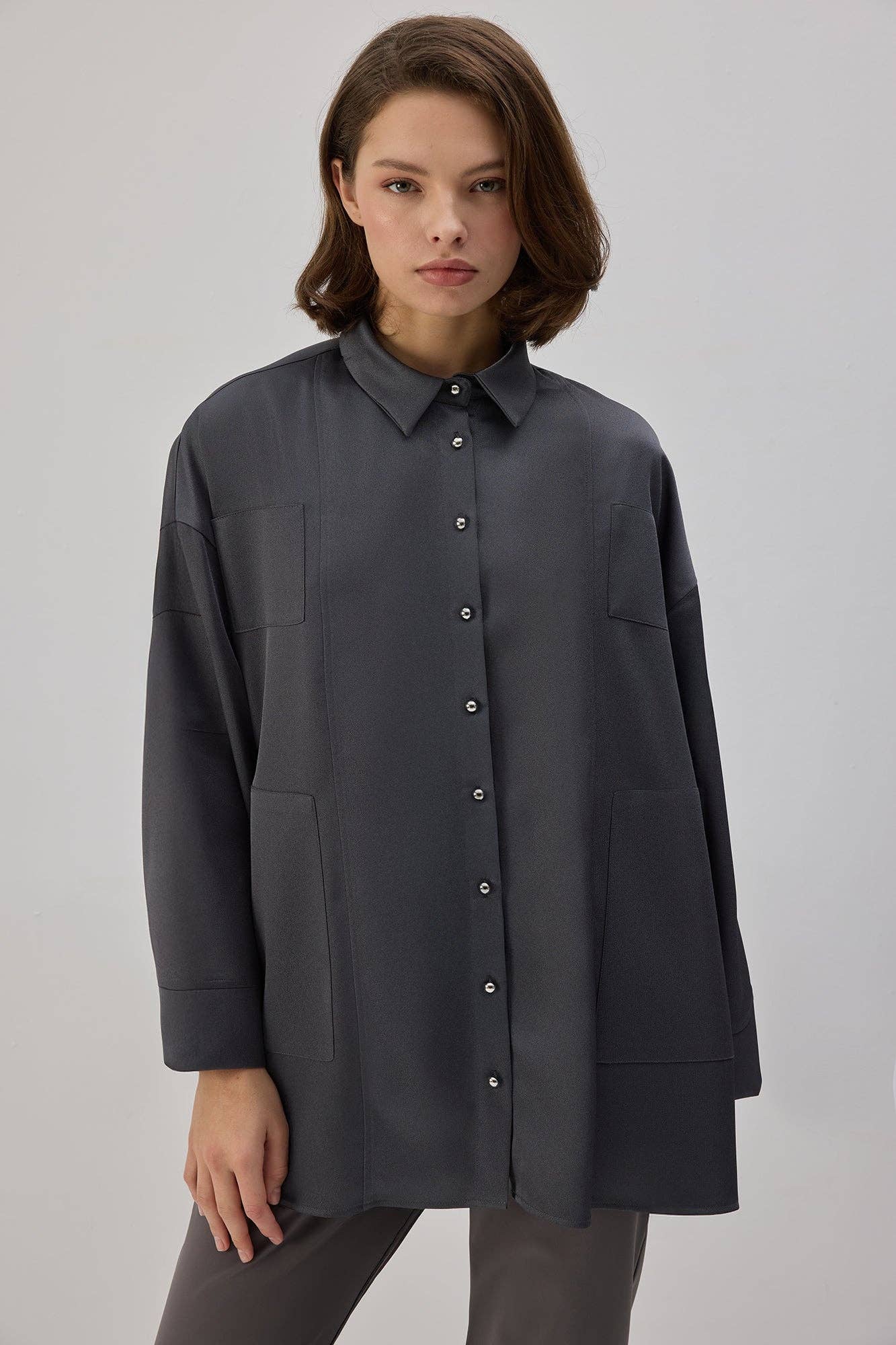 Camicia oversize in raso