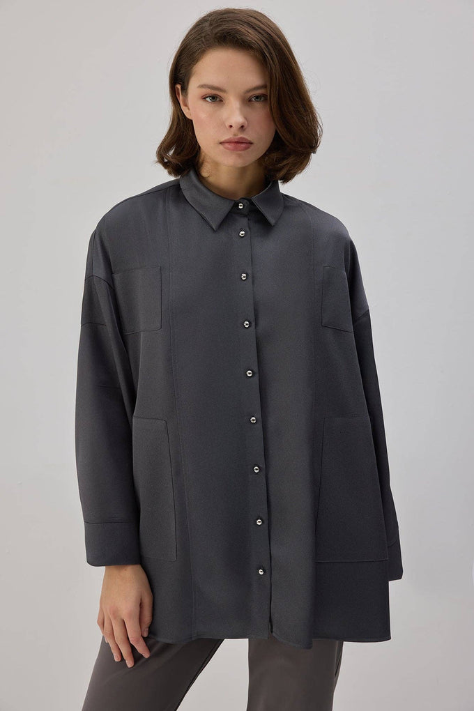 Camicia oversize in raso