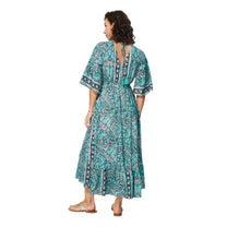 Abito estivo lungo boho con maniche a tre quarti