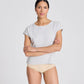 T-shirt donna in cotone biologico a costine grigio chiaro melange