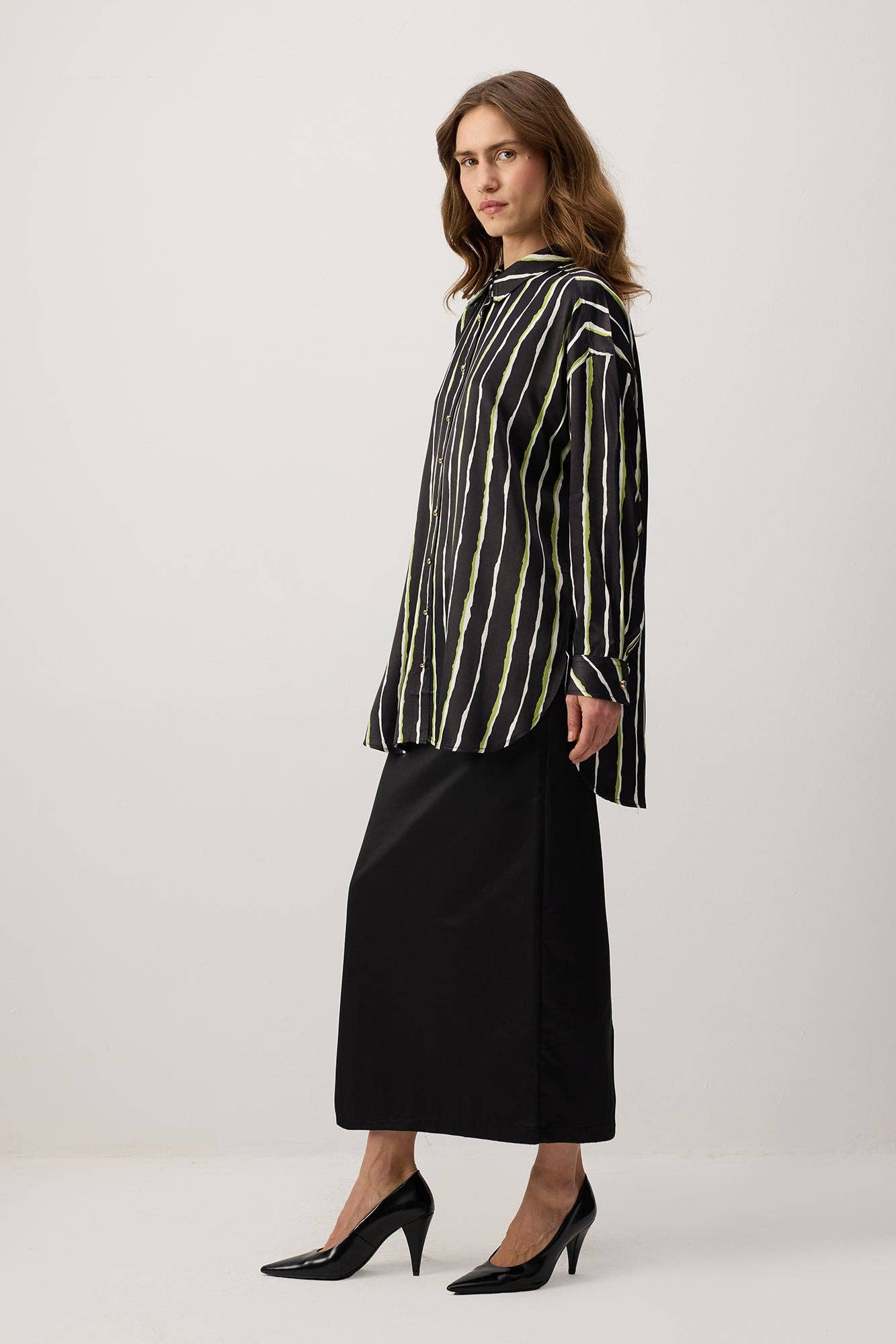 Camicia in raso a righe