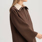 Felpa lunga con collo in eco-pelliccia e zip