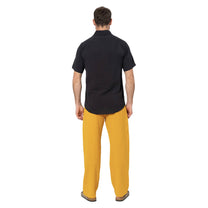 Camicia estiva uomo in cotone e lino nera a maniche corte