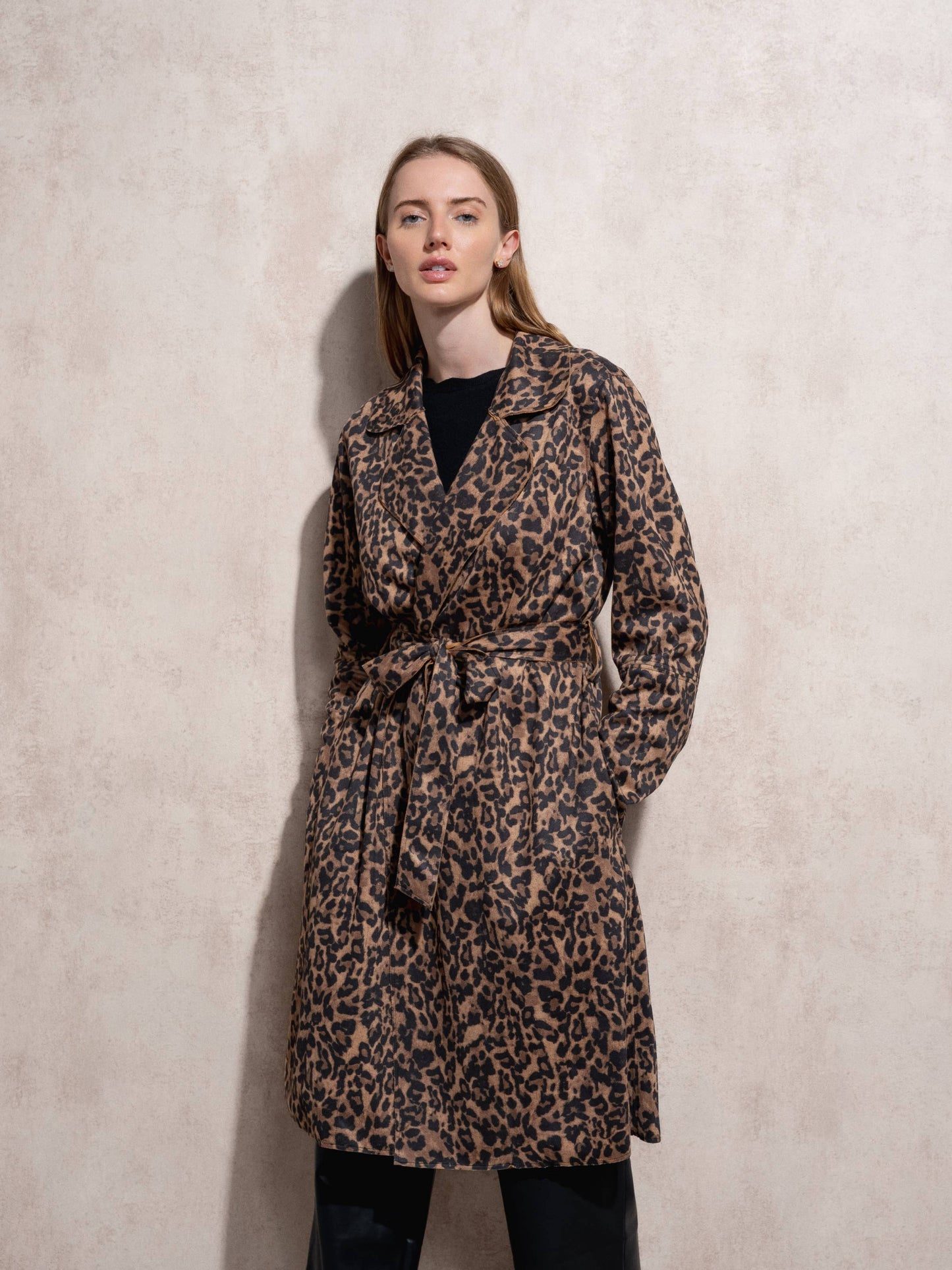 Trench coat animalier da donna