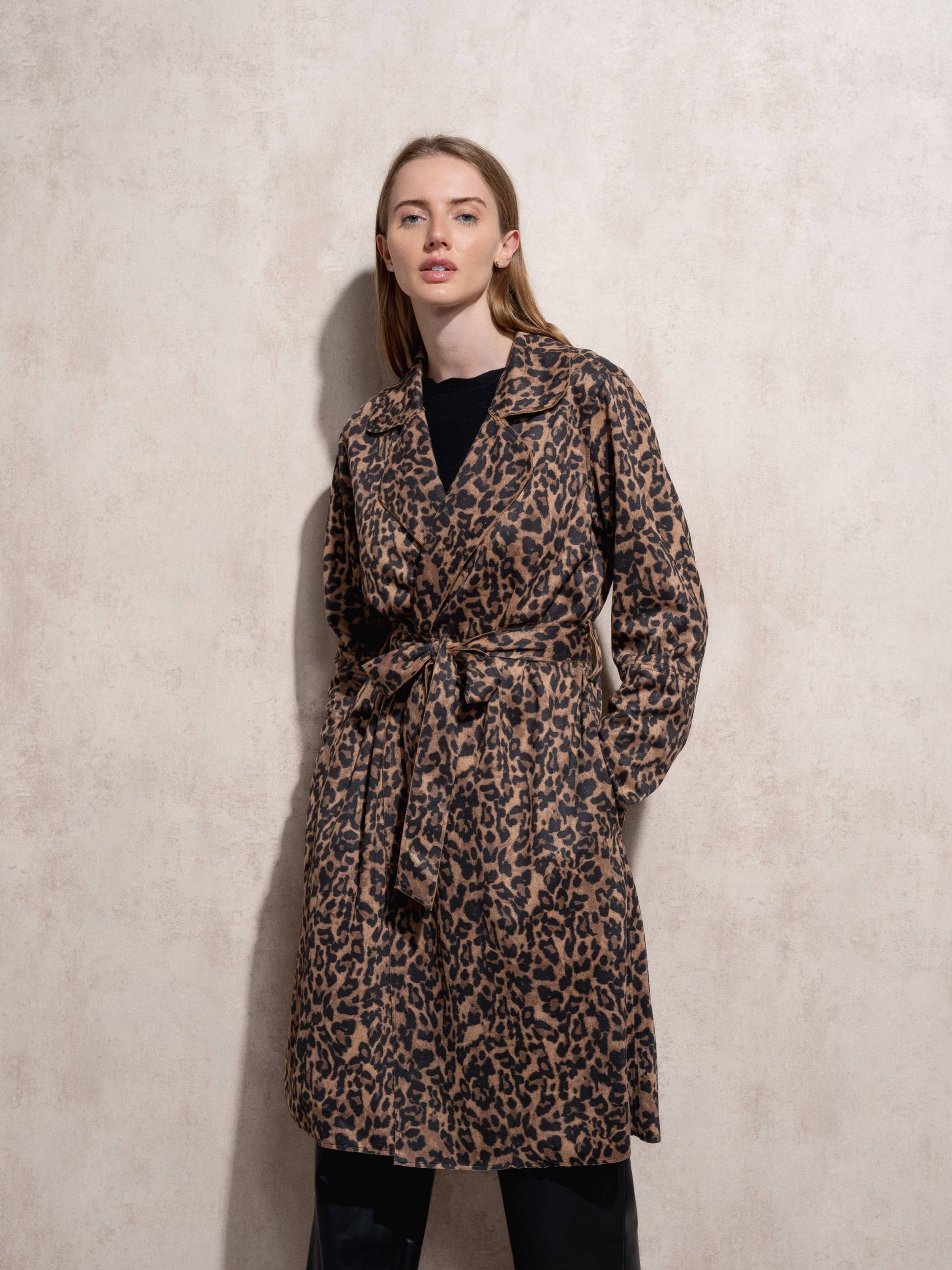 Trench coat animalier da donna