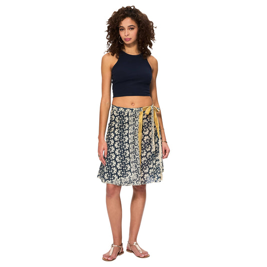 Gonna corta estiva in cotone con stampa boho
