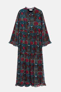 Abito lungo in chiffon floreale