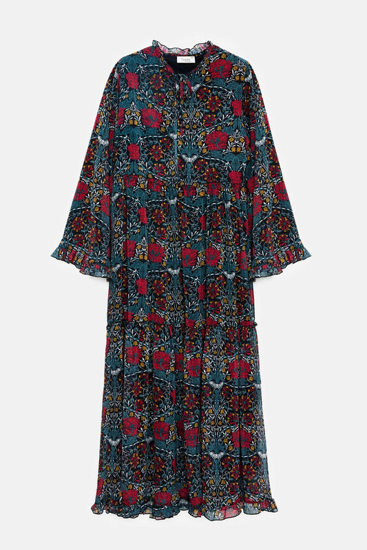 Abito lungo in chiffon floreale
