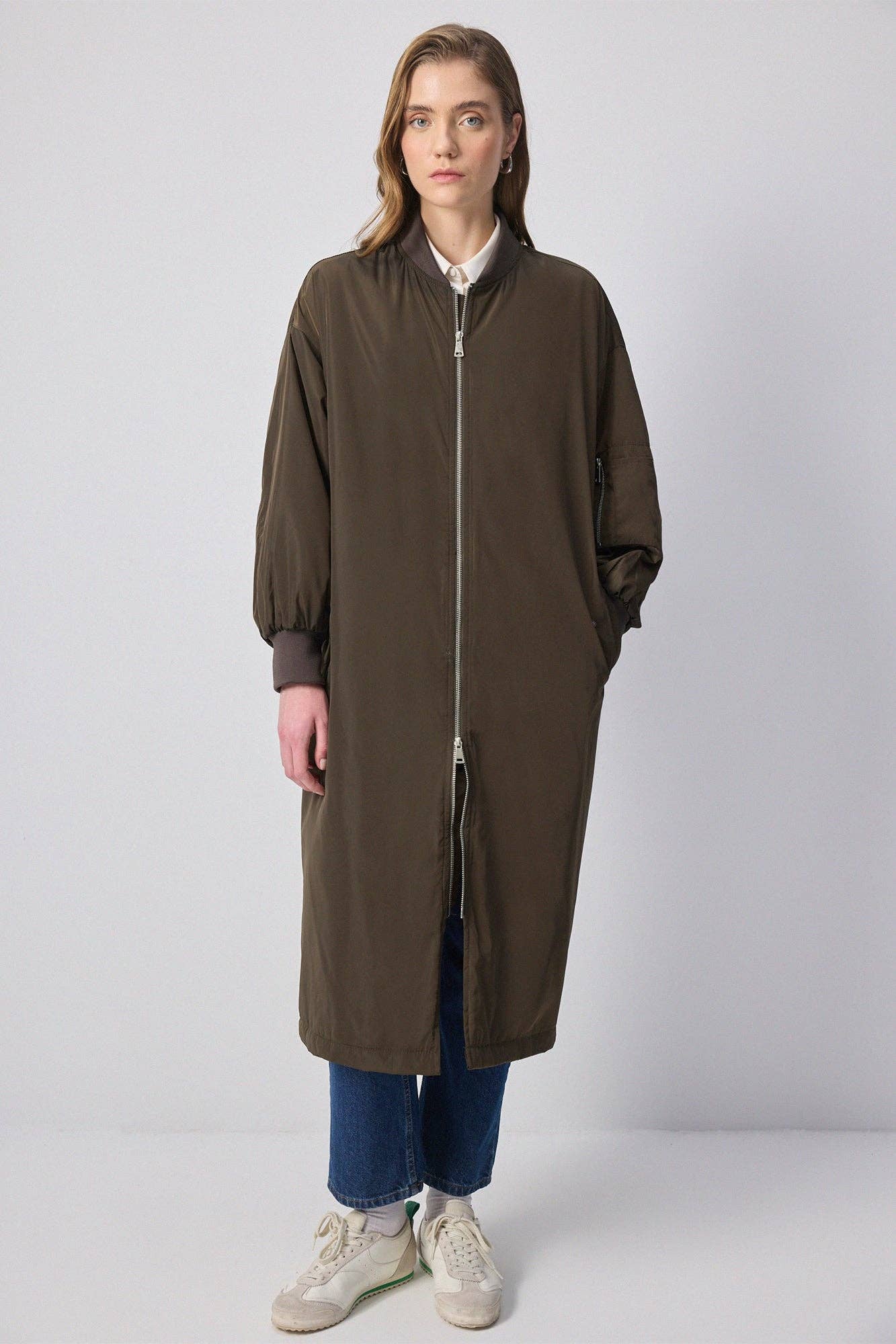 Cappotto leggero lungo con zip