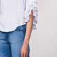 Blusa fluida con maniche a volant plissé