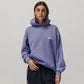 Felpa con cappuccio blu lavato oversize in cotone biologico