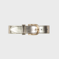 Cintura donna in pelle metallizzata oro con fibbia dorata