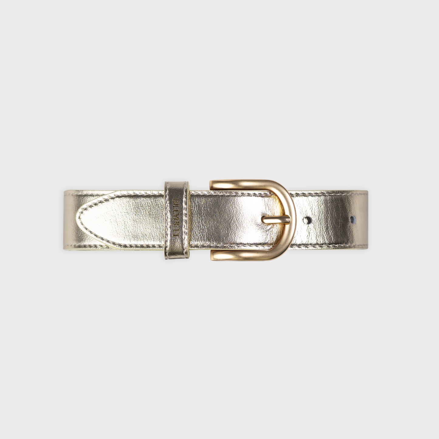 Cintura donna in pelle metallizzata oro con fibbia dorata
