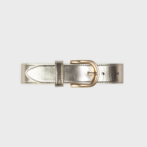 Cintura donna in pelle metallizzata oro con fibbia dorata