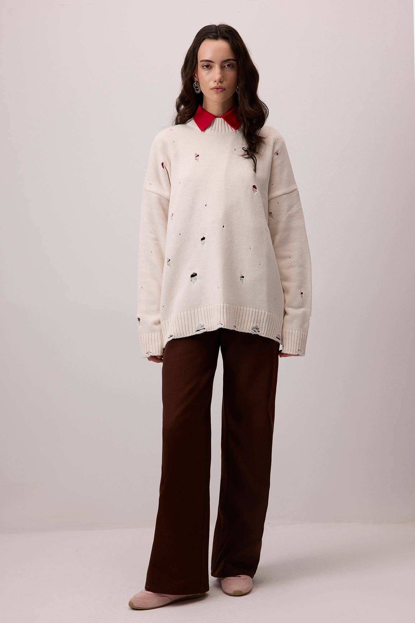 Maglione in maglia effetto vintage con dettagli distressed