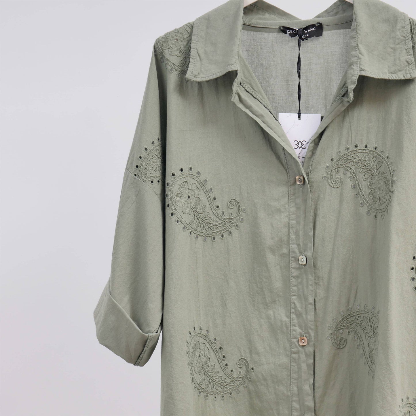 Camicia oversize in cotone ricamata