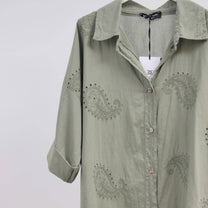 Camicia oversize in cotone ricamata