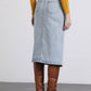 Gonna midi in denim chiaro Ganga