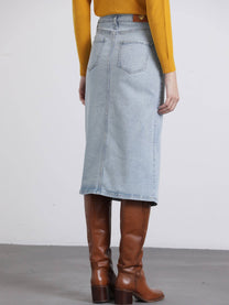 Gonna midi in denim chiaro Ganga