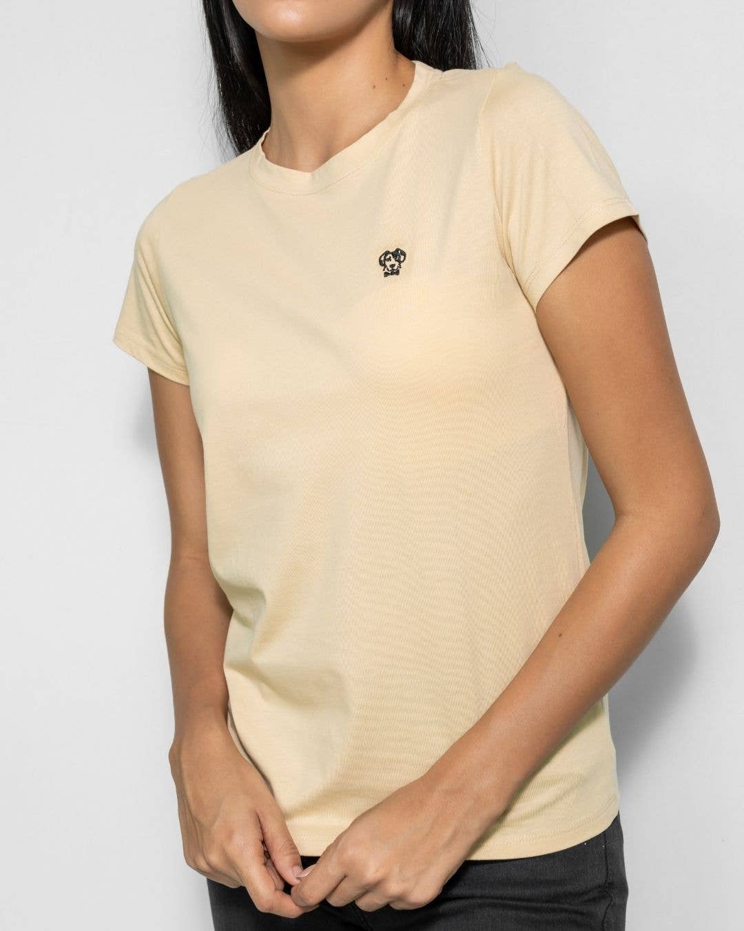 T-shirt donna beige antimacchia in cotone
