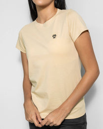 T-shirt donna beige antimacchia in cotone