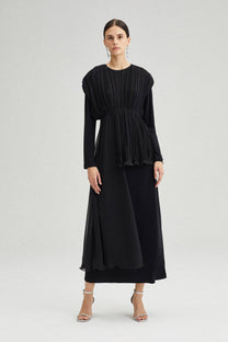 Tunica asimmetrica in chiffon plissé