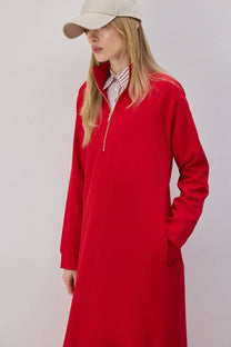 Abito dritto lungo con zip