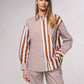 Tunica a righe in cotone con colletto a camicia