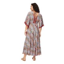 Abito lungo estivo boho con maniche a 3/4