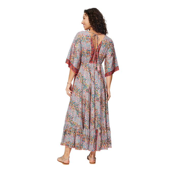 Abito lungo estivo boho con maniche a 3/4