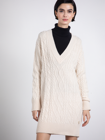 Abito in maglia intrecciata con scollo a V