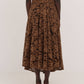 Gonna midi elegante in pizzo e velluto marrone