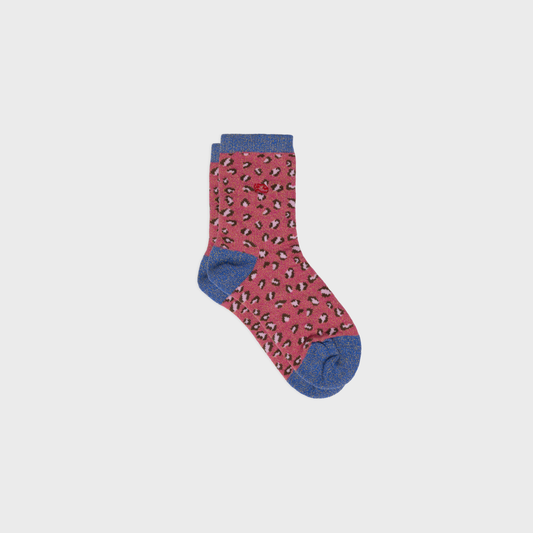 Calzini bambina leopardati glitter rosa