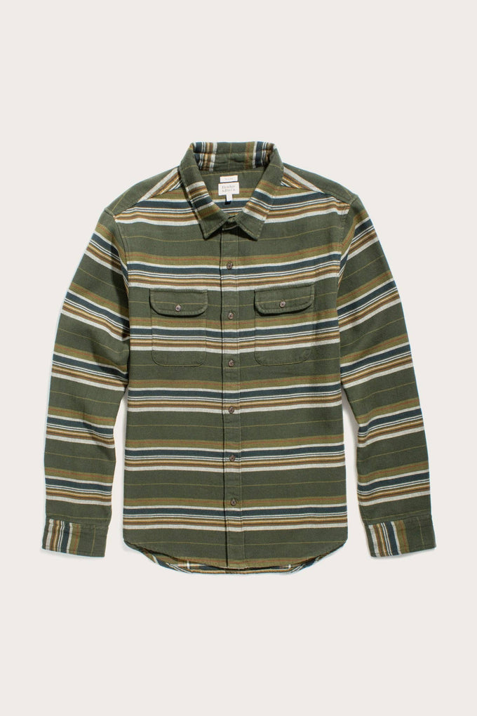 Camicia slim a righe in cotone spazzolato con doppie tasche