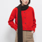 Cardigan in lana a maglia rasata con bottoni a contrasto
