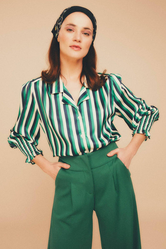 Camicia a righe Pluton con collo smoking