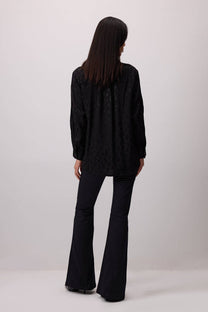 Camicia jacquard leopardata nera