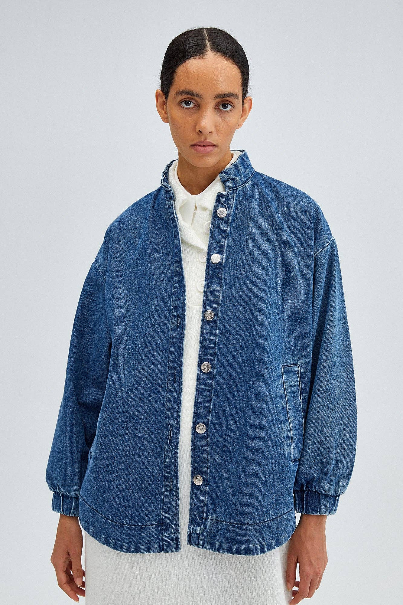 Giacca bomber oversize in denim