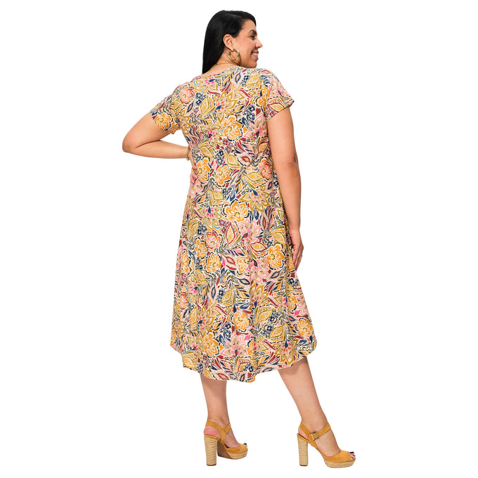 Abito midi estivo boho in cotone a maniche corte