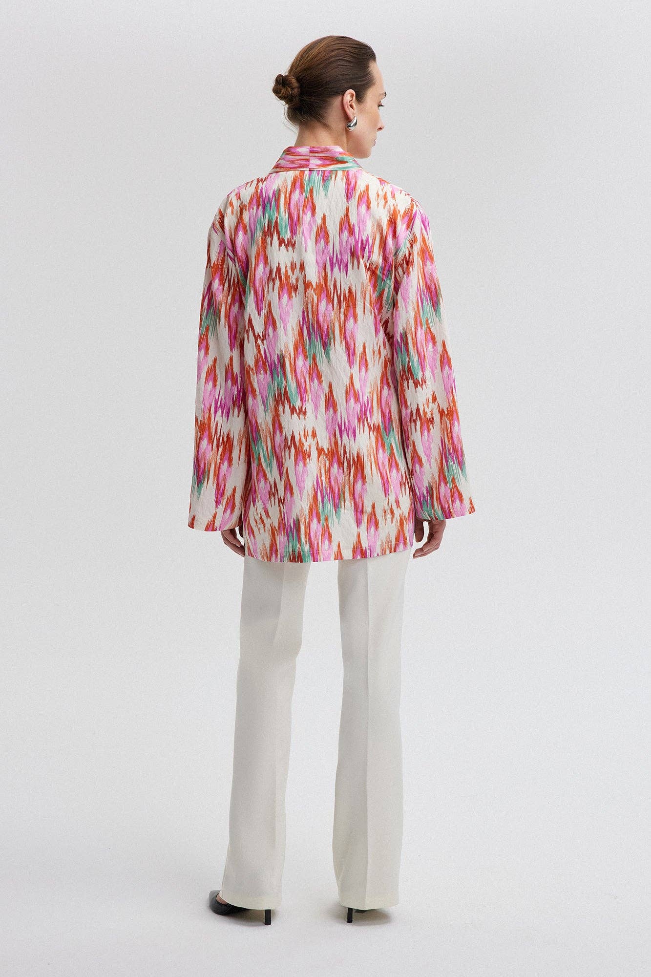 Kimono avvolgente fantasia in misto cotone