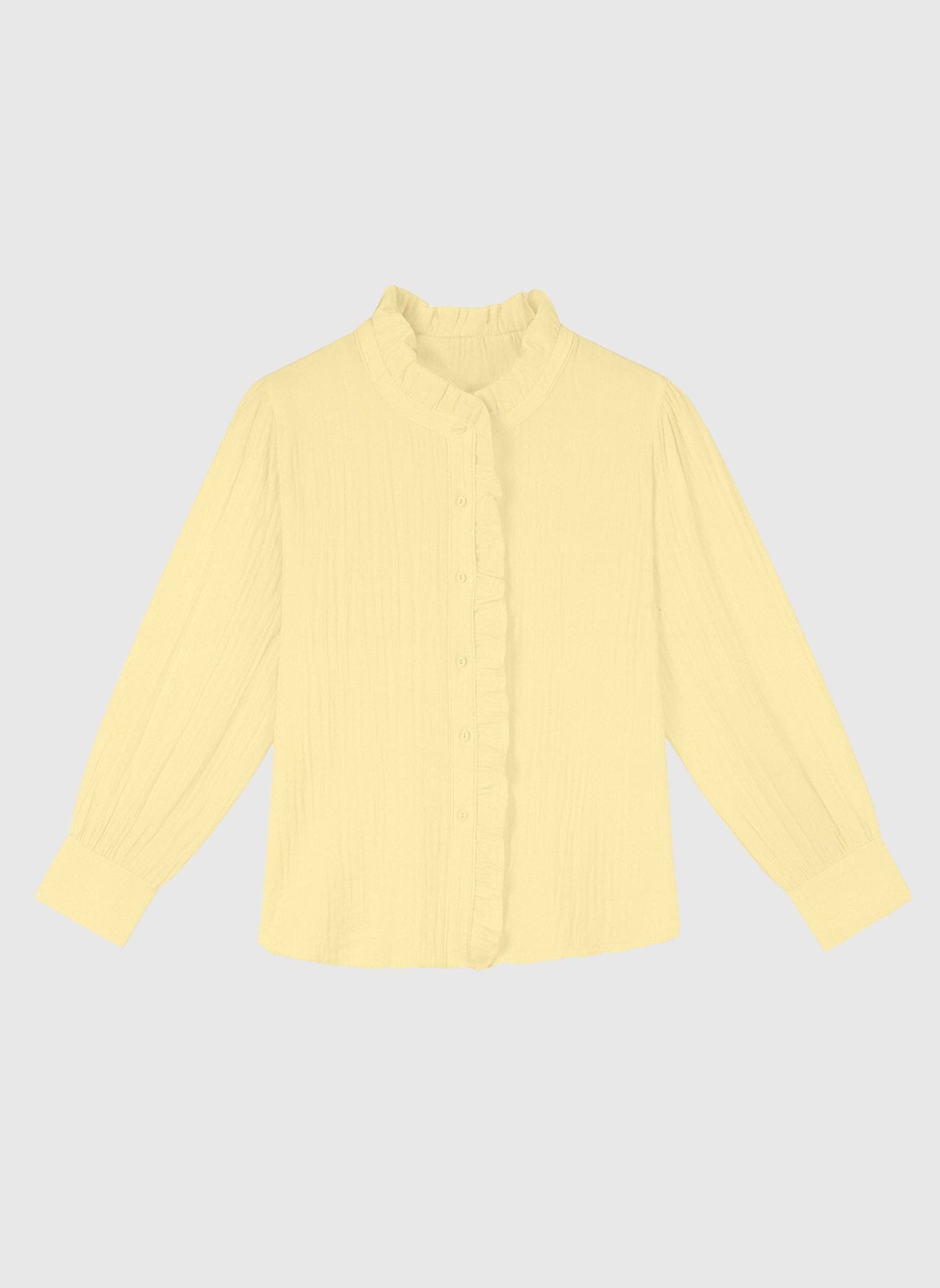 Camicia con rouches e collo alto