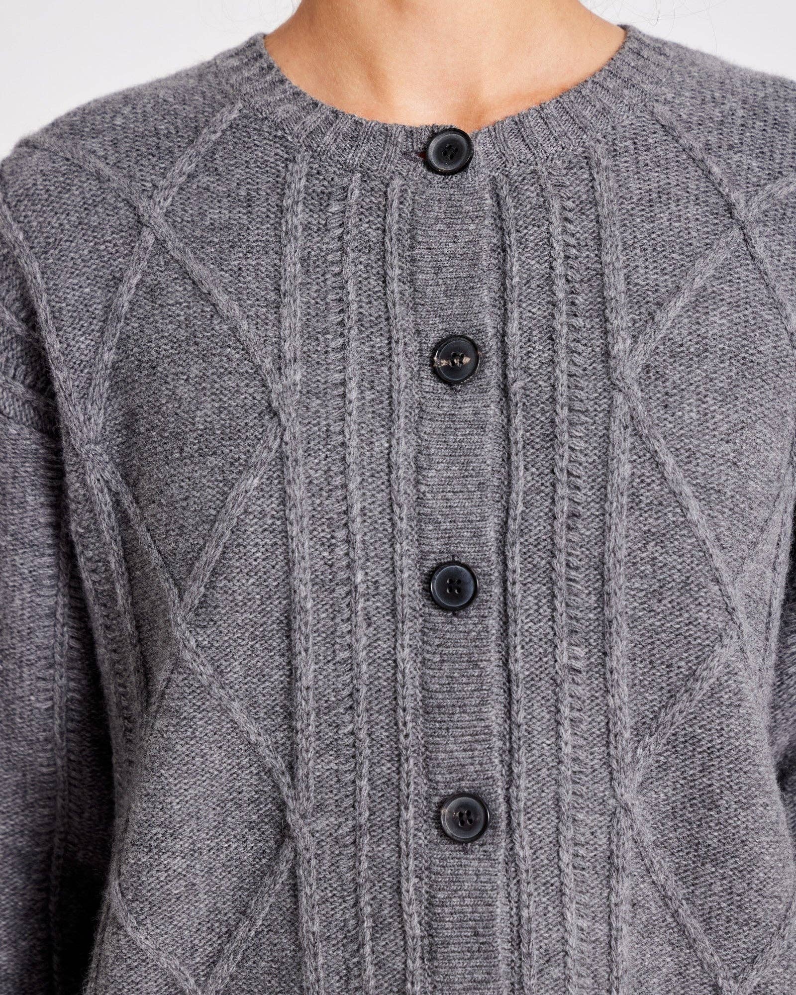 Cardigan Clara in lana d’agnello grigio mélange