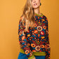 Felpa in cotone con stampa folk floreale