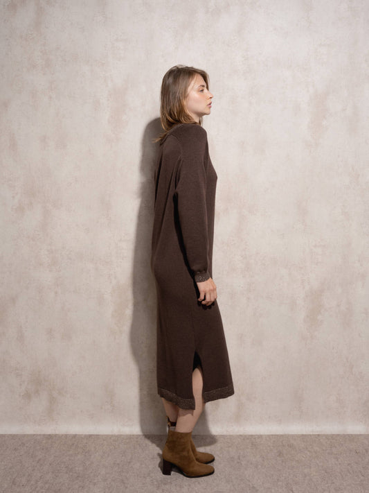 Abito lungo in maglia con lurex